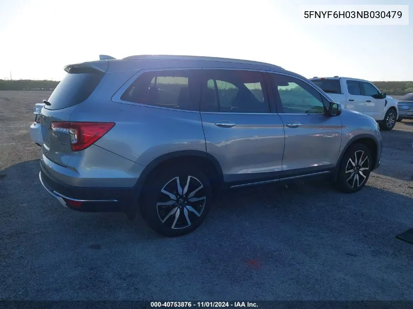 2022 Honda Pilot Awd Elite VIN: 5FNYF6H03NB030479 Lot: 40753876