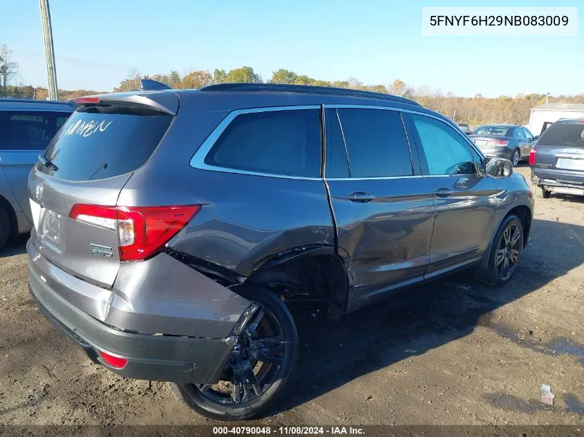 2022 Honda Pilot Awd Special Edition VIN: 5FNYF6H29NB083009 Lot: 40790048