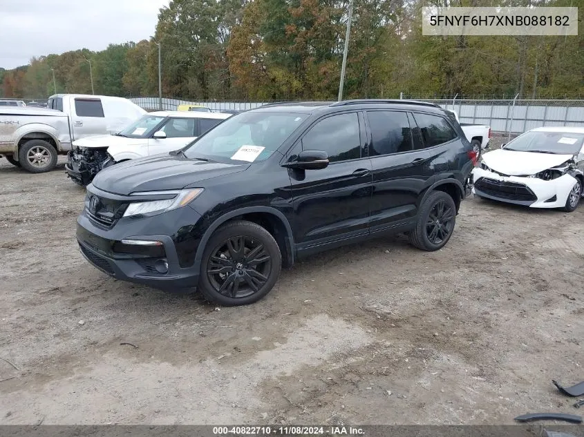 2022 Honda Pilot Awd Black Edition VIN: 5FNYF6H7XNB088182 Lot: 40822710