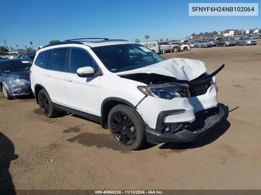 2022 Honda Pilot Awd Special Edition VIN: 5FNYF6H24NB102064 Lot: 40860238