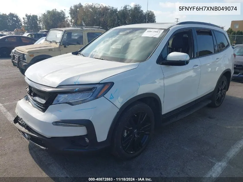 2022 Honda Pilot Awd Black Edition VIN: 5FNYF6H7XNB049074 Lot: 40872883