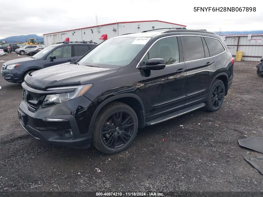 2022 Honda Pilot Awd Special Edition VIN: 5FNYF6H28NB067898 Lot: 40874210