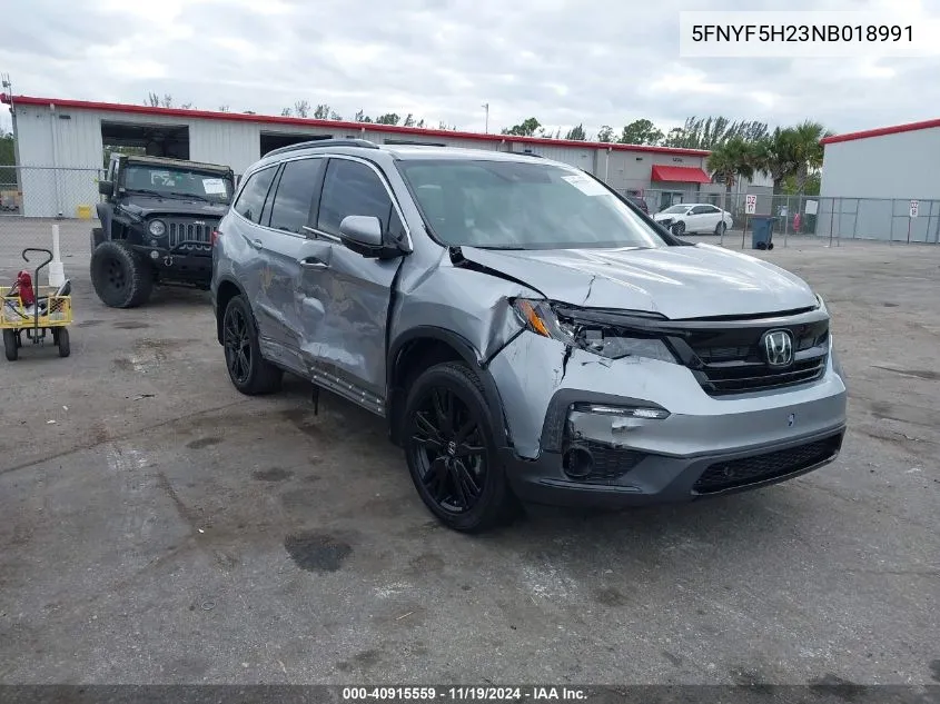 2022 Honda Pilot 2Wd Special Edition VIN: 5FNYF5H23NB018991 Lot: 40915559