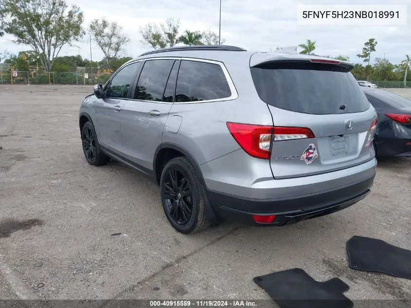 2022 Honda Pilot 2Wd Special Edition VIN: 5FNYF5H23NB018991 Lot: 40915559