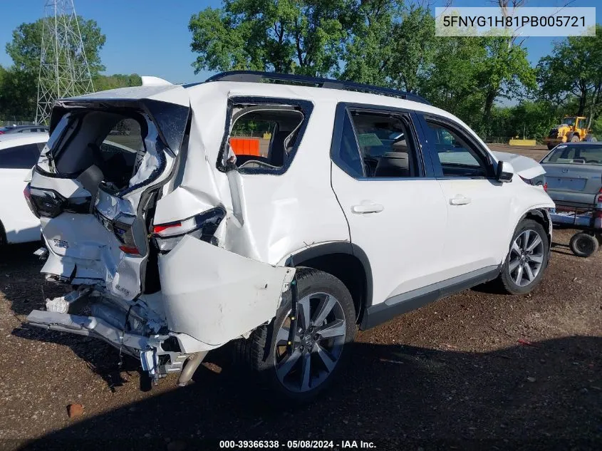 2023 Honda Pilot Awd Elite VIN: 5FNYG1H81PB005721 Lot: 39366338