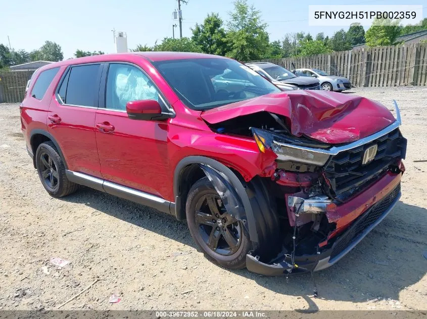 5FNYG2H51PB002359 2023 Honda Pilot 2Wd Ex-L 7 Passenger