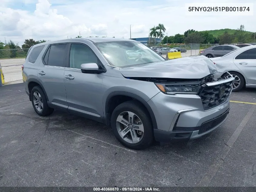 2023 Honda Pilot 2Wd Ex-L 7 Passenger VIN: 5FNYG2H51PB001874 Lot: 40368870