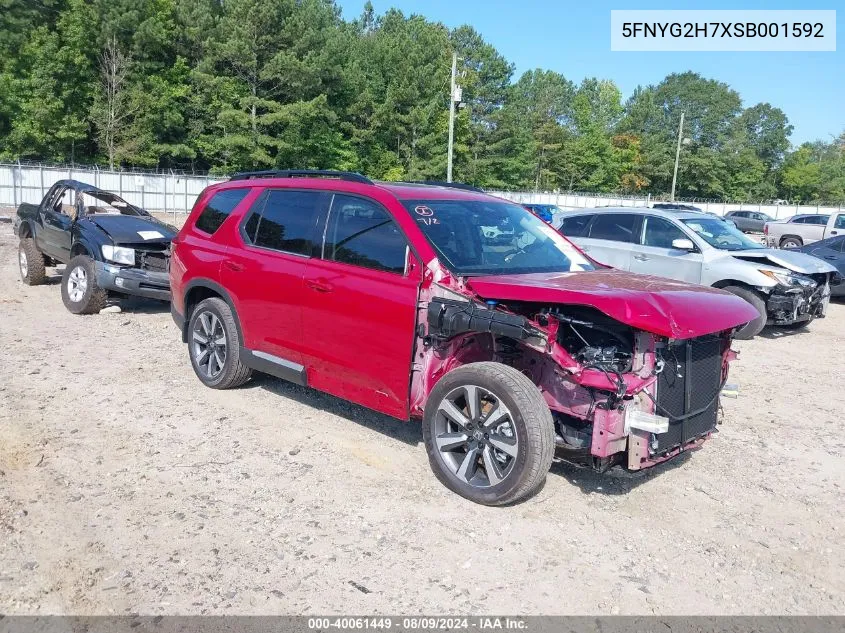 2025 Honda Pilot 2Wd Touring VIN: 5FNYG2H7XSB001592 Lot: 40061449