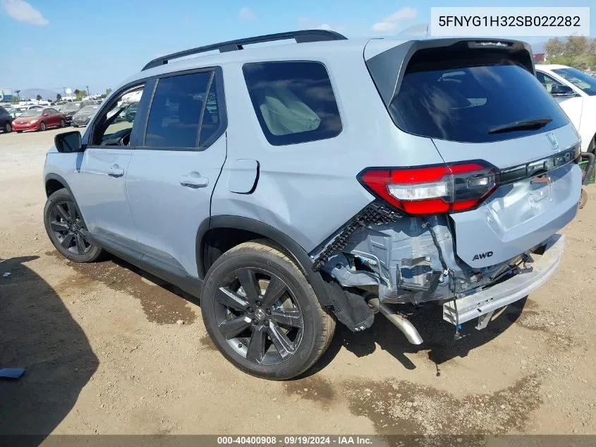 2025 Honda Pilot Awd Sport VIN: 5FNYG1H32SB022282 Lot: 40400908