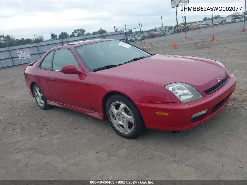 1998 Honda Prelude VIN: JHMBB6245WC002077 Lot: 40450409