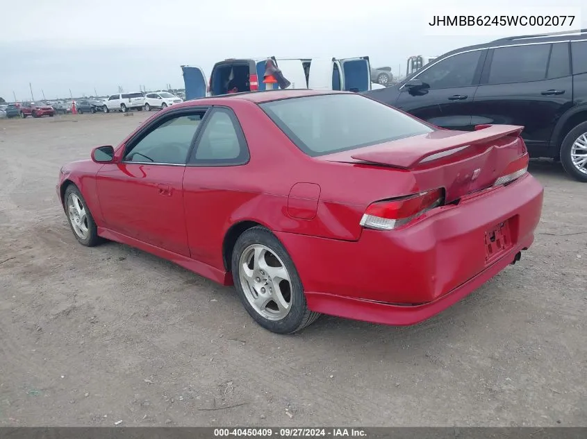 1998 Honda Prelude VIN: JHMBB6245WC002077 Lot: 40450409