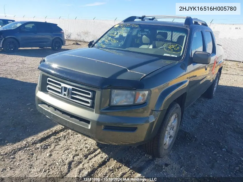 2006 Honda Ridgeline VIN: 2HJYK16516H005780 Lot: 12101898