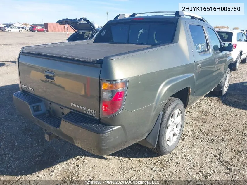 2006 Honda Ridgeline VIN: 2HJYK16516H005780 Lot: 12101898