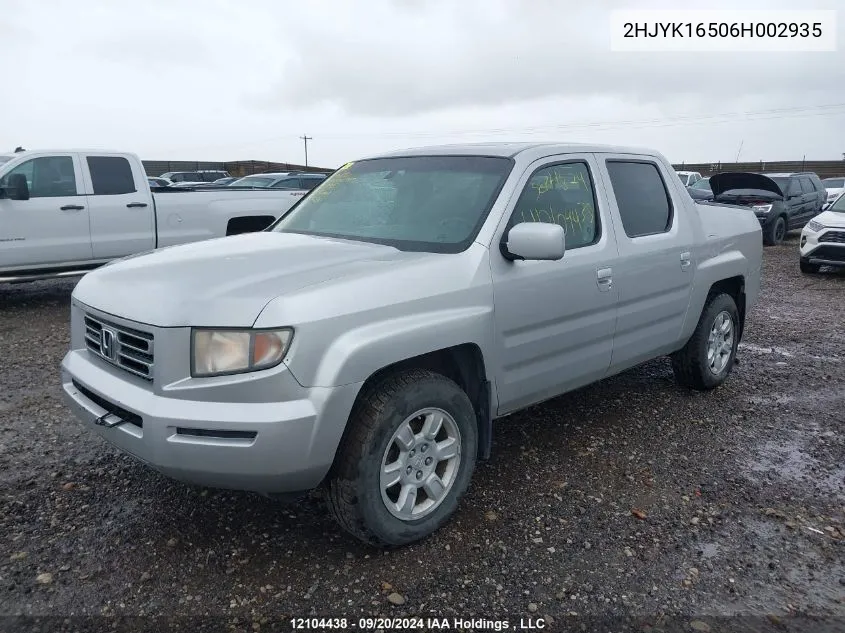 2006 Honda Ridgeline VIN: 2HJYK16506H002935 Lot: 12104438