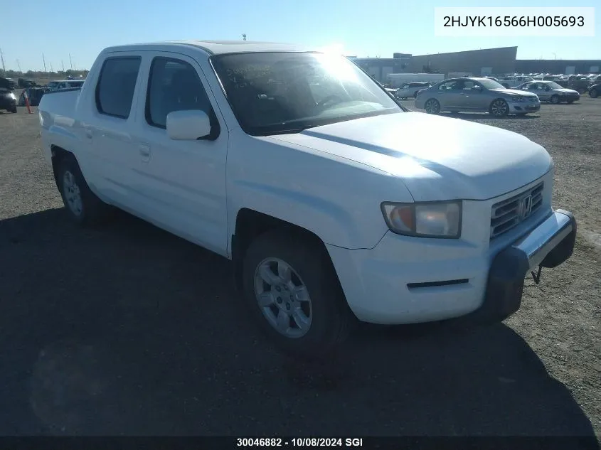 2006 Honda Ridgeline Rtl VIN: 2HJYK16566H005693 Lot: 30046882