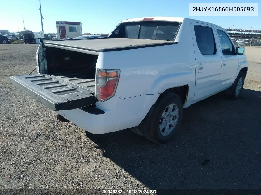 2006 Honda Ridgeline Rtl VIN: 2HJYK16566H005693 Lot: 30046882