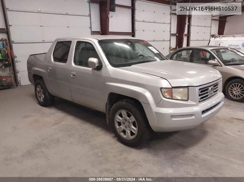 2006 Honda Ridgeline Rts VIN: 2HJYK16496H510537 Lot: 39539887