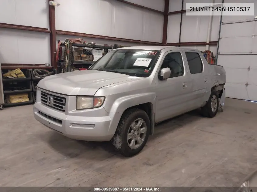 2006 Honda Ridgeline Rts VIN: 2HJYK16496H510537 Lot: 39539887