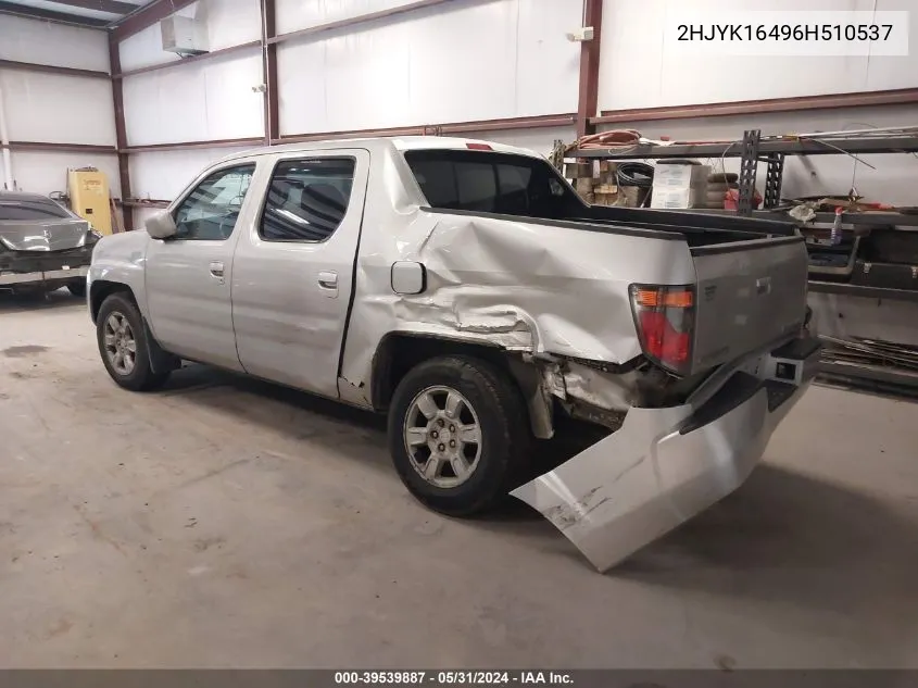 2006 Honda Ridgeline Rts VIN: 2HJYK16496H510537 Lot: 39539887