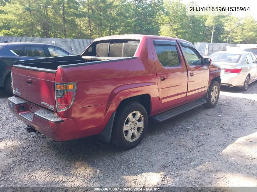 2006 Honda Ridgeline Rtl VIN: 2HJYK16596H535964 Lot: 39670087