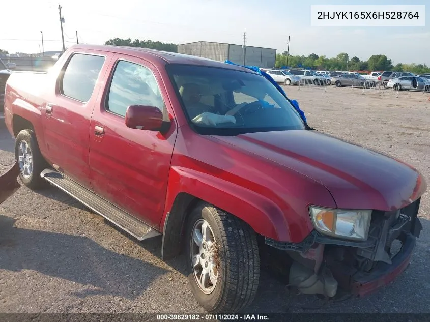 2006 Honda Ridgeline Rtl VIN: 2HJYK165X6H528764 Lot: 39829182