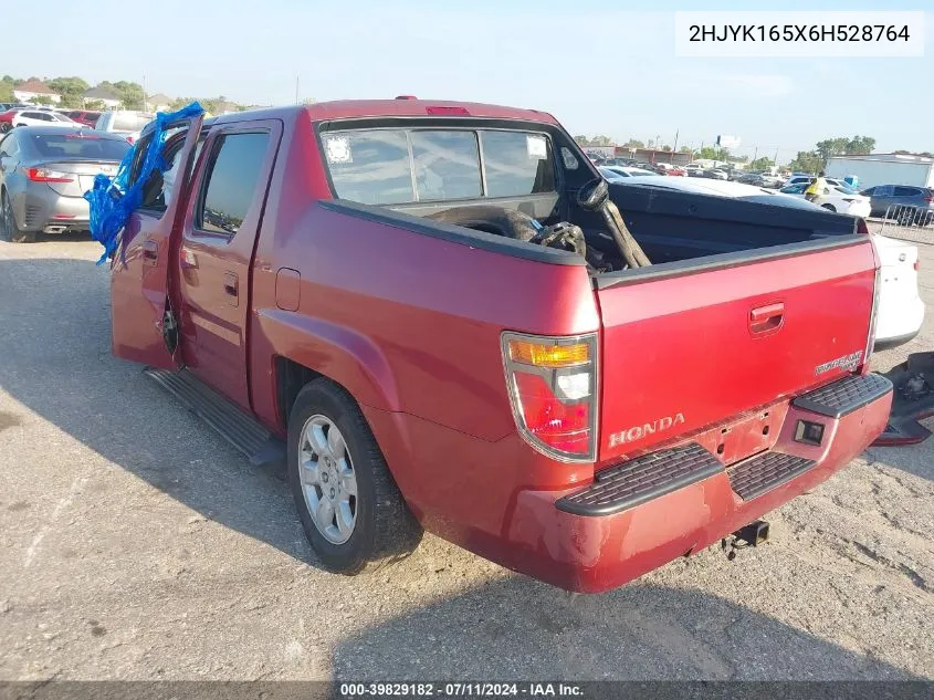 2006 Honda Ridgeline Rtl VIN: 2HJYK165X6H528764 Lot: 39829182