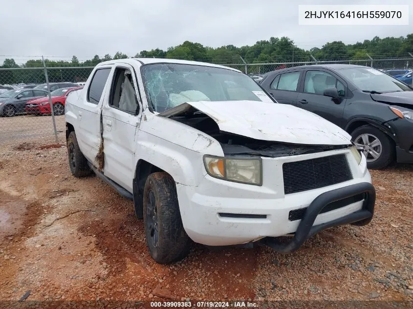 2006 Honda Ridgeline Rts VIN: 2HJYK16416H559070 Lot: 39909383