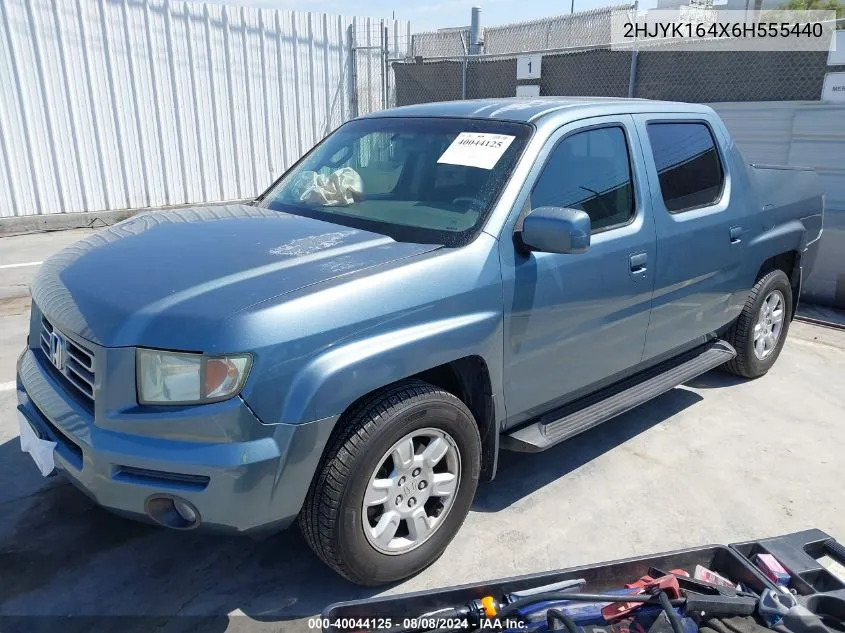 2006 Honda Ridgeline Rts VIN: 2HJYK164X6H555440 Lot: 40044125