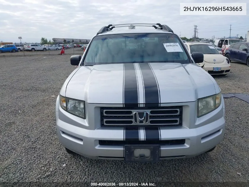 2006 Honda Ridgeline Rt VIN: 2HJYK16296H543665 Lot: 40082036