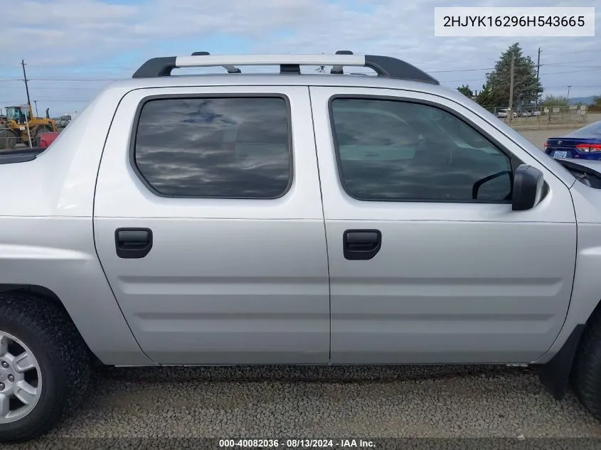 2006 Honda Ridgeline Rt VIN: 2HJYK16296H543665 Lot: 40082036