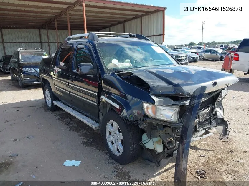 2006 Honda Ridgeline Rtl VIN: 2HJYK16546H526878 Lot: 40309862