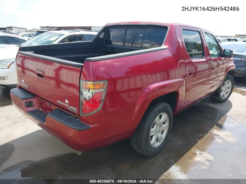 2HJYK16426H542486 2006 Honda Ridgeline Rts