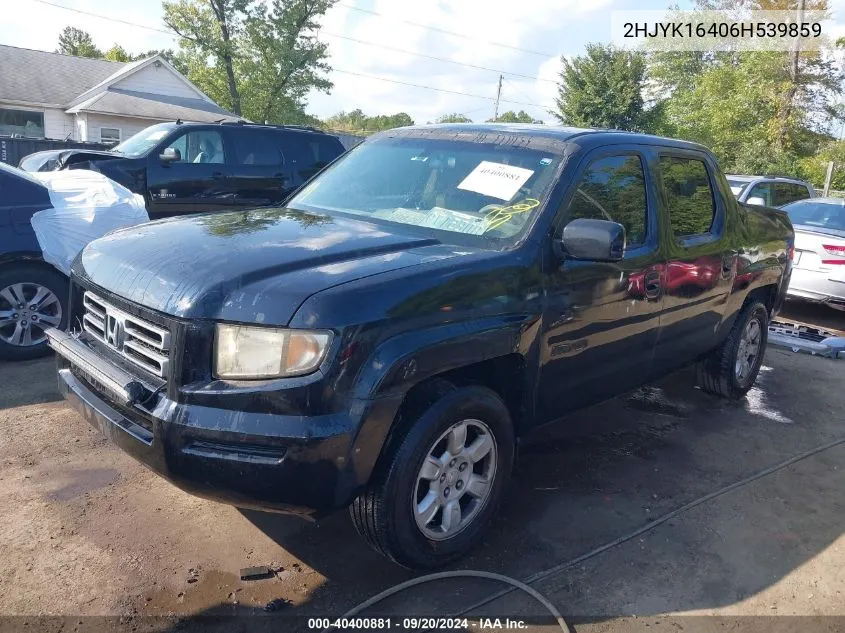 2006 Honda Ridgeline Rts VIN: 2HJYK16406H539859 Lot: 40400881