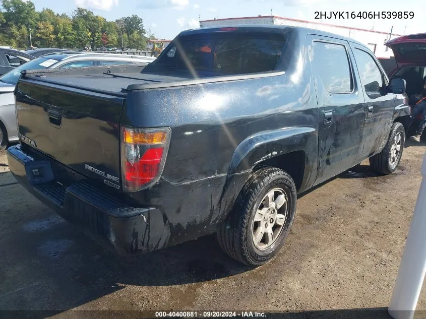 2006 Honda Ridgeline Rts VIN: 2HJYK16406H539859 Lot: 40400881