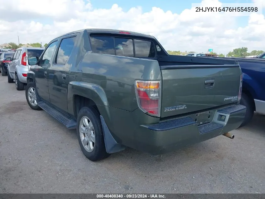 2006 Honda Ridgeline Rts VIN: 2HJYK16476H554598 Lot: 40408340