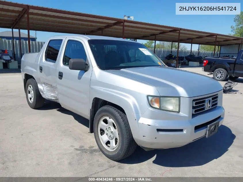 2006 Honda Ridgeline Rt VIN: 2HJYK16206H541724 Lot: 40434246