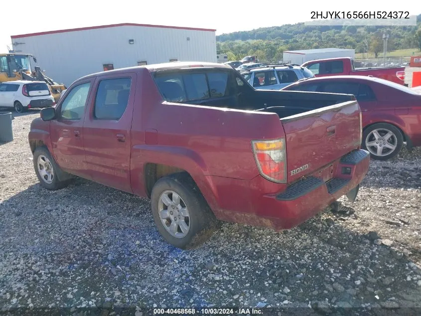 2HJYK16566H524372 2006 Honda Ridgeline Rtl