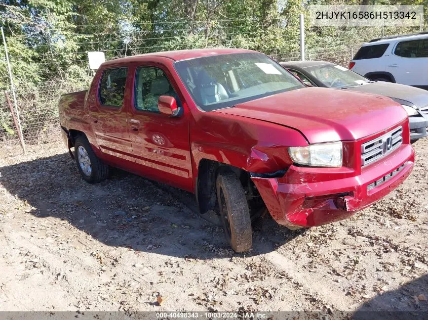 2HJYK16586H513342 2006 Honda Ridgeline Rtl