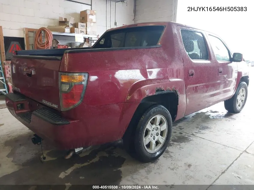 2006 Honda Ridgeline Rtl VIN: 2HJYK16546H505383 Lot: 40515508