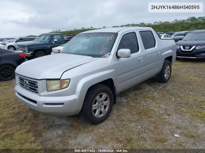 2006 Honda Ridgeline Rts VIN: 2HJYK16486H540595 Lot: 40517422