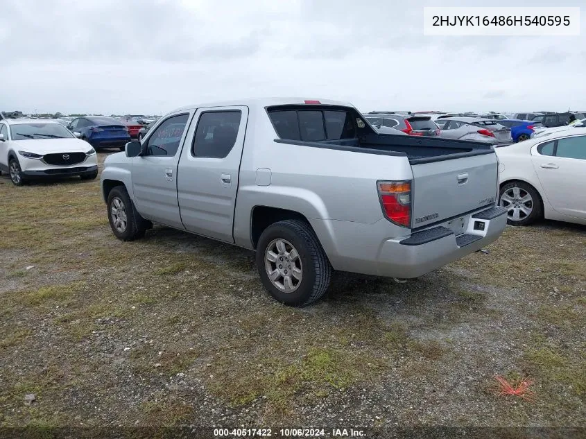 2006 Honda Ridgeline Rts VIN: 2HJYK16486H540595 Lot: 40517422