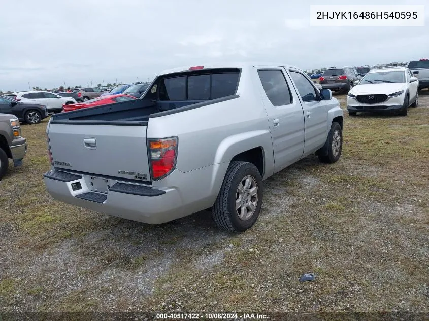 2006 Honda Ridgeline Rts VIN: 2HJYK16486H540595 Lot: 40517422