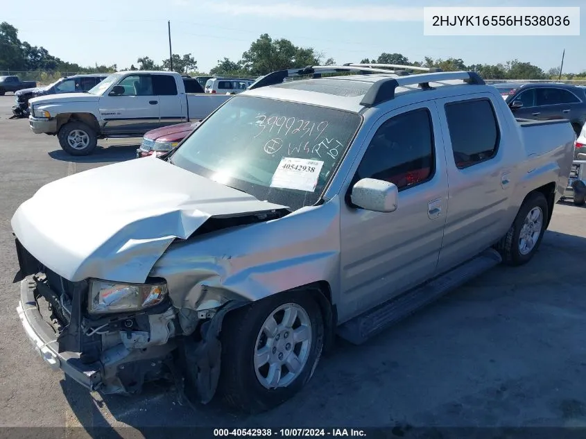 2006 Honda Ridgeline Rtl VIN: 2HJYK16556H538036 Lot: 40542938