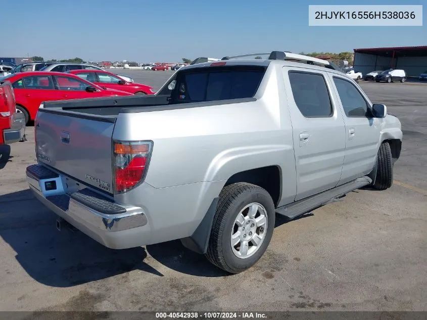 2006 Honda Ridgeline Rtl VIN: 2HJYK16556H538036 Lot: 40542938