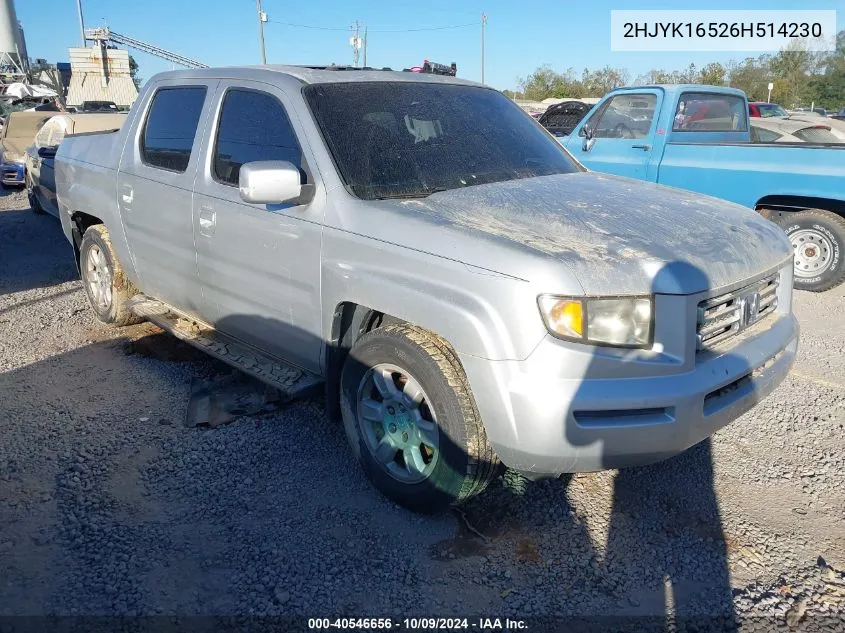 2HJYK16526H514230 2006 Honda Ridgeline Rtl