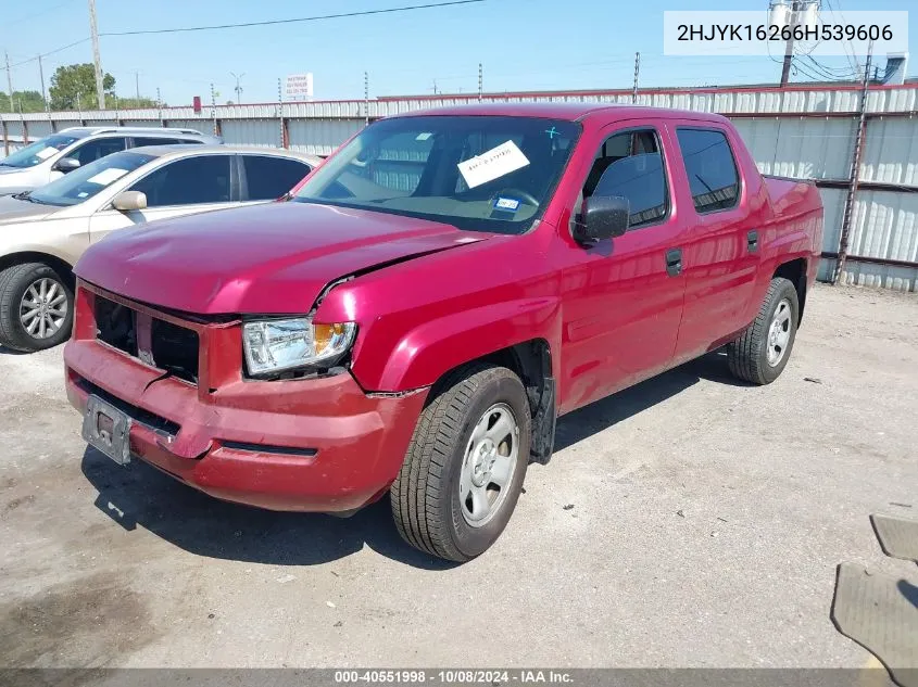 2006 Honda Ridgeline Rt VIN: 2HJYK16266H539606 Lot: 40551998