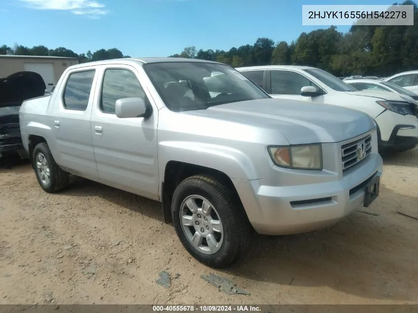 2006 Honda Ridgeline Rtl VIN: 2HJYK16556H542278 Lot: 40555678