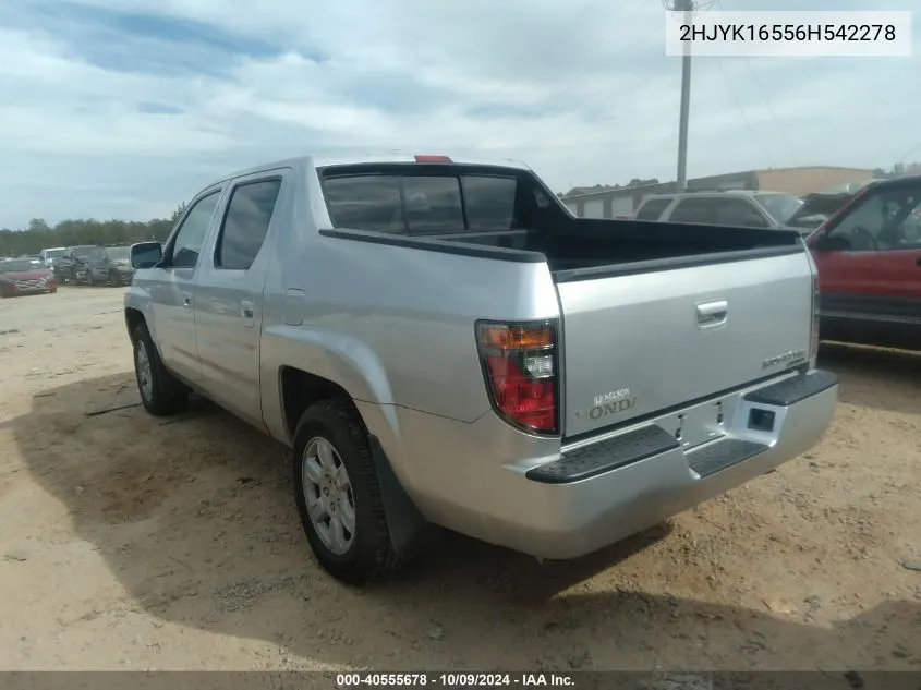 2006 Honda Ridgeline Rtl VIN: 2HJYK16556H542278 Lot: 40555678