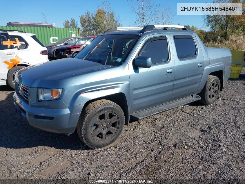 2006 Honda Ridgeline Rtl VIN: 2HJYK16586H548401 Lot: 40602571