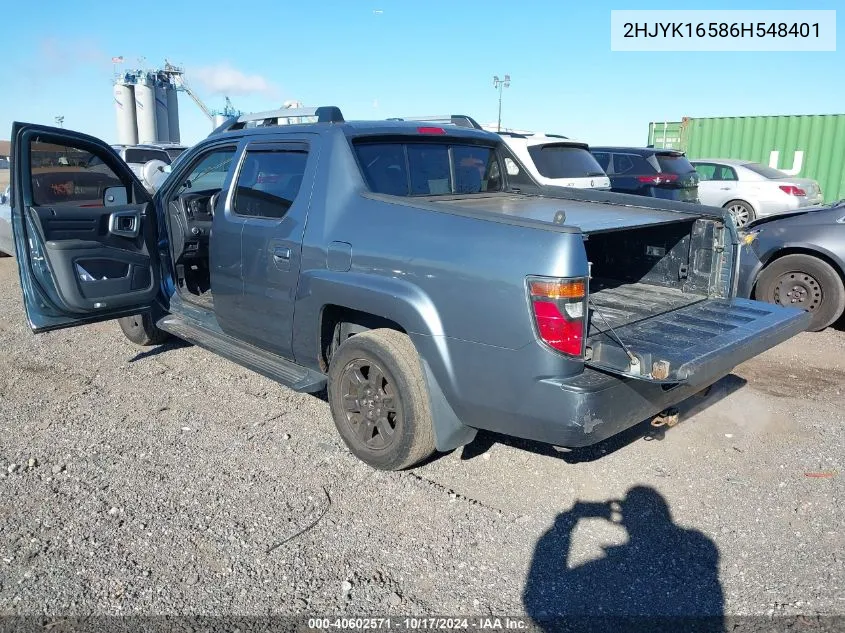 2006 Honda Ridgeline Rtl VIN: 2HJYK16586H548401 Lot: 40602571